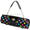 Fashion polka dot PU leather wine case with metal shoulder strap